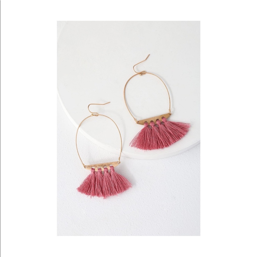 NWT Lulus Gold & Rose Tassel Earrings